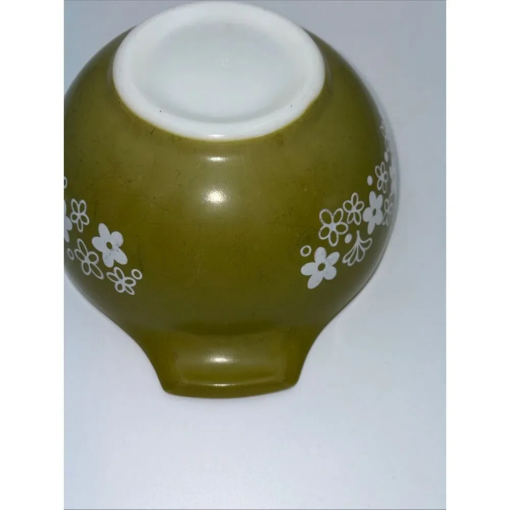 Vintage Pyrex 1.5 QT Cinderella Green Spring Blossom Bowl - 9.25